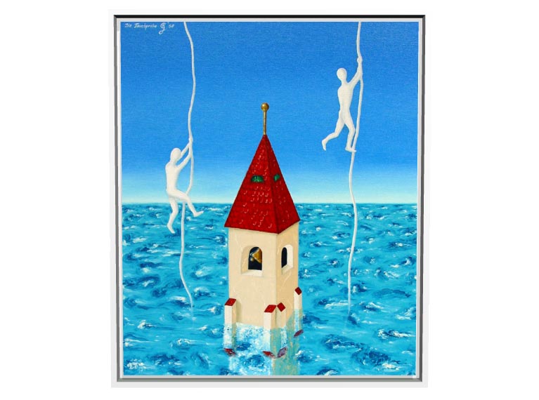 Die Tauchprobe | 1998 | Öl auf Leinwand | 50 x 60 cm